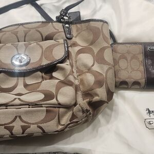Coach Dark Brown Leather Bag and Wallet